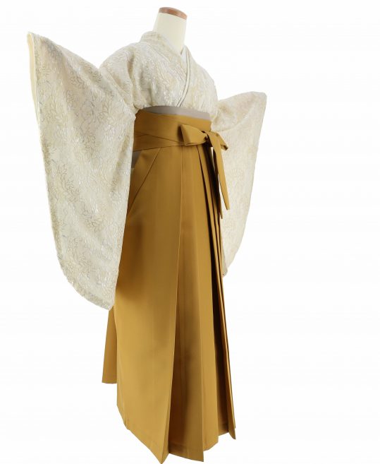 卒業式着物[淡色コーデ]アイボリーに金銀の総レースNo.804